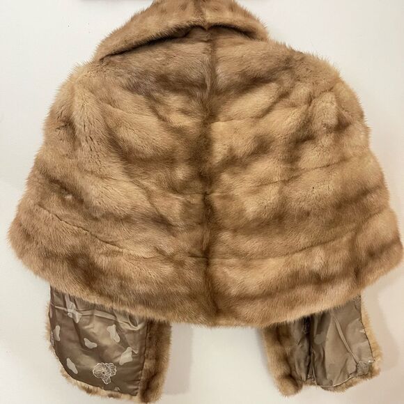 Vintage Mink Fur Wrap Shawl Tawny Brown One Size - Picture 3 of 5
